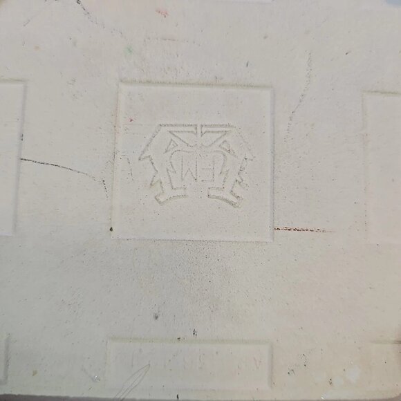 2 Vintage MCM Black Cast Iron Pagoda & Tile Floral Trivets FM Japan 10" - Picture 5 of 5